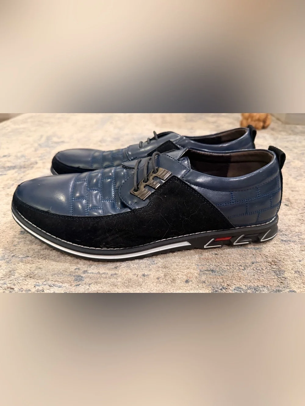 Gatsby Men's Navy and Black Leather Casual Lace-Up Shoes